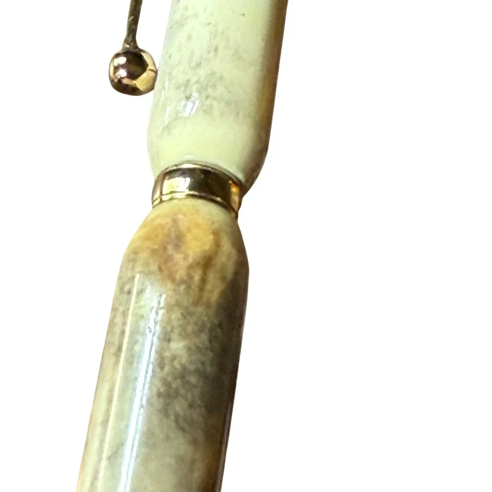 Handmade Deer Antler Ballpoint Pen Gold Tone Hardware Rustic Writing Gift